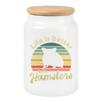Hamster - Boîte à biscuits avec couvercle en bois - blanc - Devant