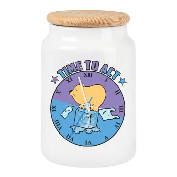 Ours polaire sur glace - Boîte à biscuits avec couvercle en bois - blanc - Devant