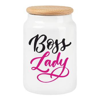 Lady Bos-s - Boîte à biscuits avec couvercle en bois - blanc - Devant