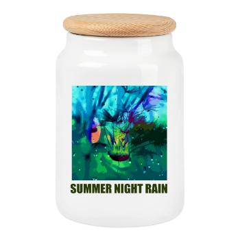 Sommer Nacht Regen Collage - Keksdose mit Holzdeckel - Weiß - Vorne