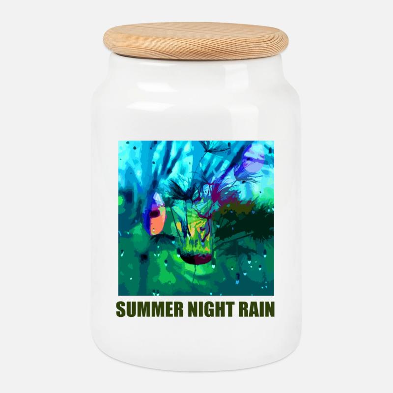 Sommer Nacht Regen Collage - Keksdose mit Holzdeckel - Weiß