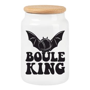 Boule King Königin Outfit für Boulespieler zum - Keksdose mit Holzdeckel - Weiß - Vorne