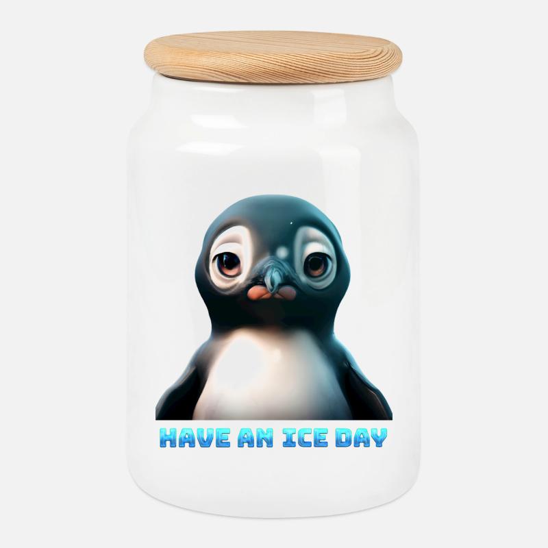 Have a nICE Day Pinguin Grafik - Keksdose mit Holzdeckel - Weiß