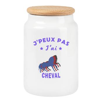 Humour Cheval Amusant - Boîte à biscuits avec couvercle en bois - blanc - Devant