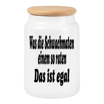 Schwachmaten - Keksdose mit Holzdeckel - Weiß - Vorne