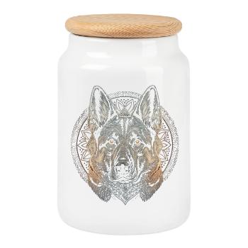 German Shepherd Graphic Design - Cookie Jar with Wooden Lid - white - Front