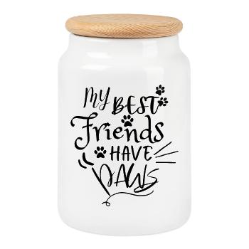My Best Friends Have Paws - Cookie Jar with Wooden Lid - white - Front