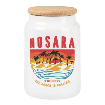 Nosara Costa Rica Strand Design - Keksdose mit Holzdeckel - Weiß - Vorne