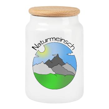 Naturmeinsch - Nature Girl, Dialect - Cookie Jar with Wooden Lid - white - Front