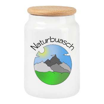 Naturbuasch - Naturjunge, Austria Dialect - Cookie Jar with Wooden Lid - white - Front