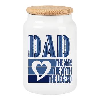 PAPA DER MANN DER MYTHOS DIE LEGENDE BLAUES HERZ - Keksdose mit Holzdeckel - Weiß - Vorne