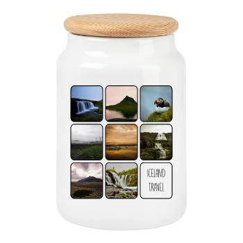 Iceland Travel - Cookie Jar with Wooden Lid - white - Front