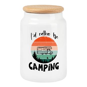 Je préfère aller camper - Je préfère aller camper - Boîte à biscuits avec couvercle en bois - blanc - Devant