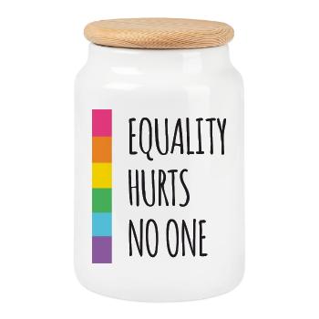 Pride Month - Equality Hurts No One - Cookie Jar with Wooden Lid - white - Front