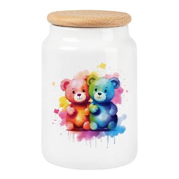 Love is a Bear Necessity - Cookie Jar with Wooden Lid - white - Front