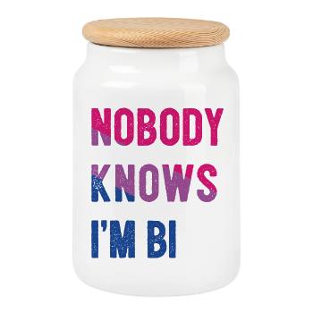 Mois de la fierté LGBT - Personne ne sait que je suis bi - Boîte à biscuits avec couvercle en bois - blanc - Devant