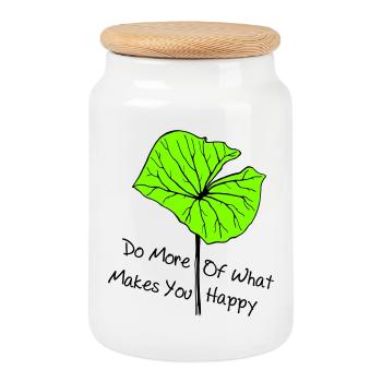 be happy, sei glücklich - Keksdose mit Holzdeckel - Weiß - Vorne