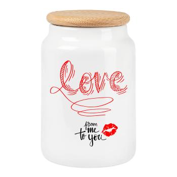 Love - Keksdose mit Holzdeckel - Weiß - Vorne