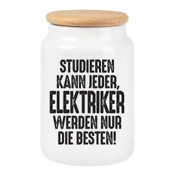 Studieren kann jeder Elektriker werden nur die - Keksdose mit Holzdeckel - Weiß - Vorne