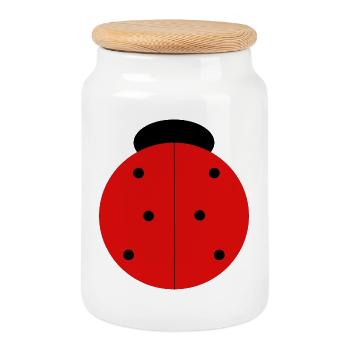 Coccinelle Rouge à Points Noirs - Boîte à biscuits avec couvercle en bois - blanc - Devant