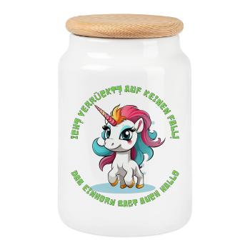 Dicton Licorne mignon - Boîte à biscuits avec couvercle en bois - blanc - Devant