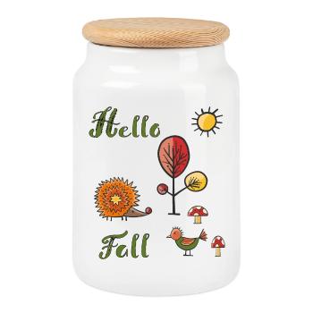 Bonjour Fall - Boîte à biscuits avec couvercle en bois - blanc - Devant