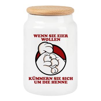 Kümmern Sie sich um die Henne 2 - Keksdose mit Holzdeckel - Weiß - Vorne