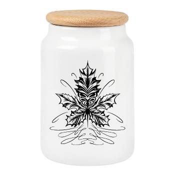 Feuille D’érable, Feuille, Feuillage, Automne - Boîte à biscuits avec couvercle en bois - blanc - Devant
