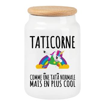 Taticorne humour tata cadeau tante licorne - Boîte à biscuits avec couvercle en bois - blanc - Devant
