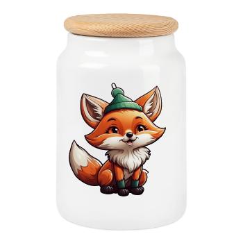 Fuchs - Keksdose mit Holzdeckel - Weiß - Vorne