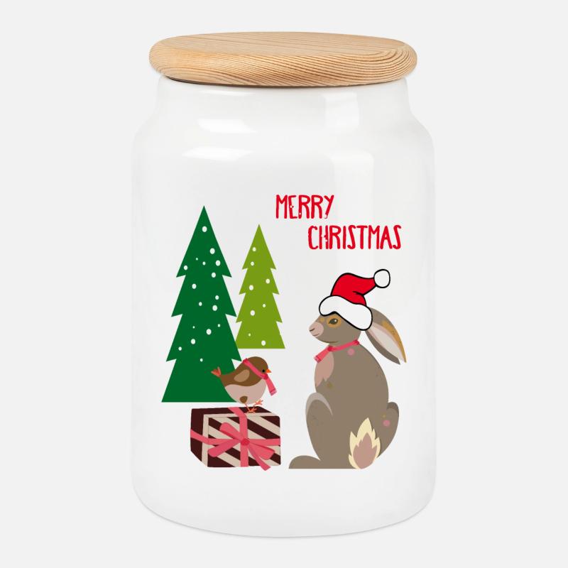 Merry Christmas - Keksdose mit Holzdeckel - Weiß