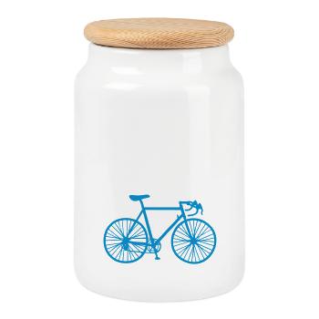 Ride Collide Wheel Cool Sayings English Bicycle - Cookie Jar with Wooden Lid - white - Front