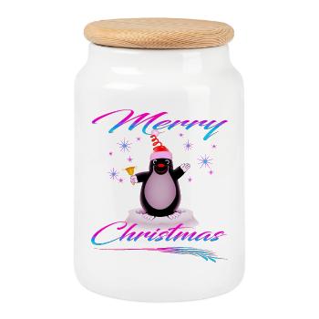 Mole Merry Christmas - Cookie Jar with Wooden Lid - white - Front