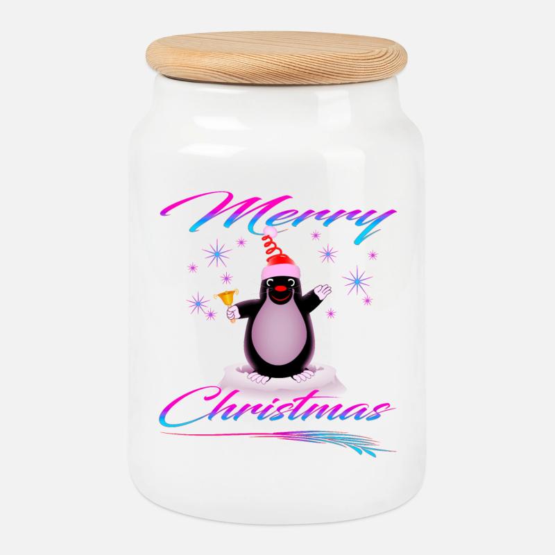 Mole Merry Christmas - Cookie Jar with Wooden Lid - white