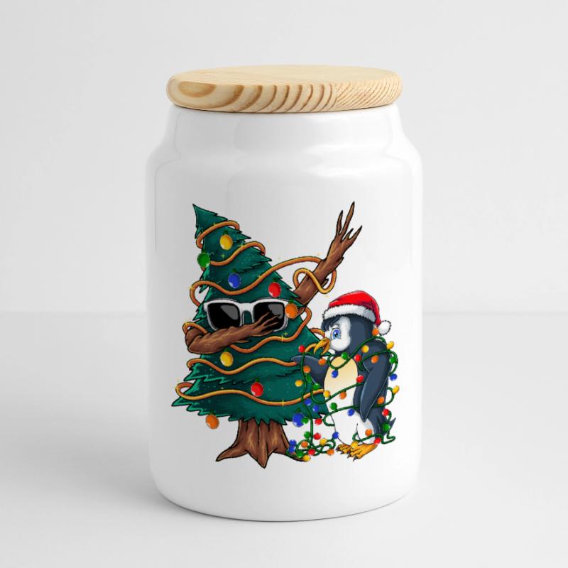 Dapping Tannenbaum -Dapping Weihnachtspullover Keksdose mit Holzdeckel