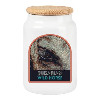 Œil de cheval en gros plan – Art expressif - Boîte à biscuits avec couvercle en bois - blanc - Devant