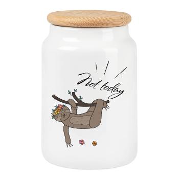 not today Sloth - Cookie Jar with Wooden Lid - white - Front