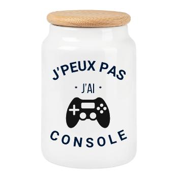 Je peux pas j'ai console - Boîte à biscuits avec couvercle en bois - blanc - Devant