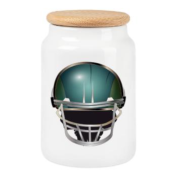 Football helmet motif for football fans - Cookie Jar with Wooden Lid - white - Front