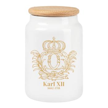 Karl XII - Monogramme - Boîte à biscuits avec couvercle en bois - blanc - Devant