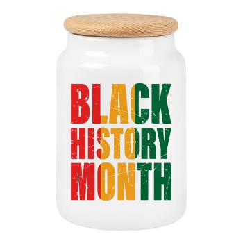 Black History Month - Cookie Jar with Wooden Lid - white - Front