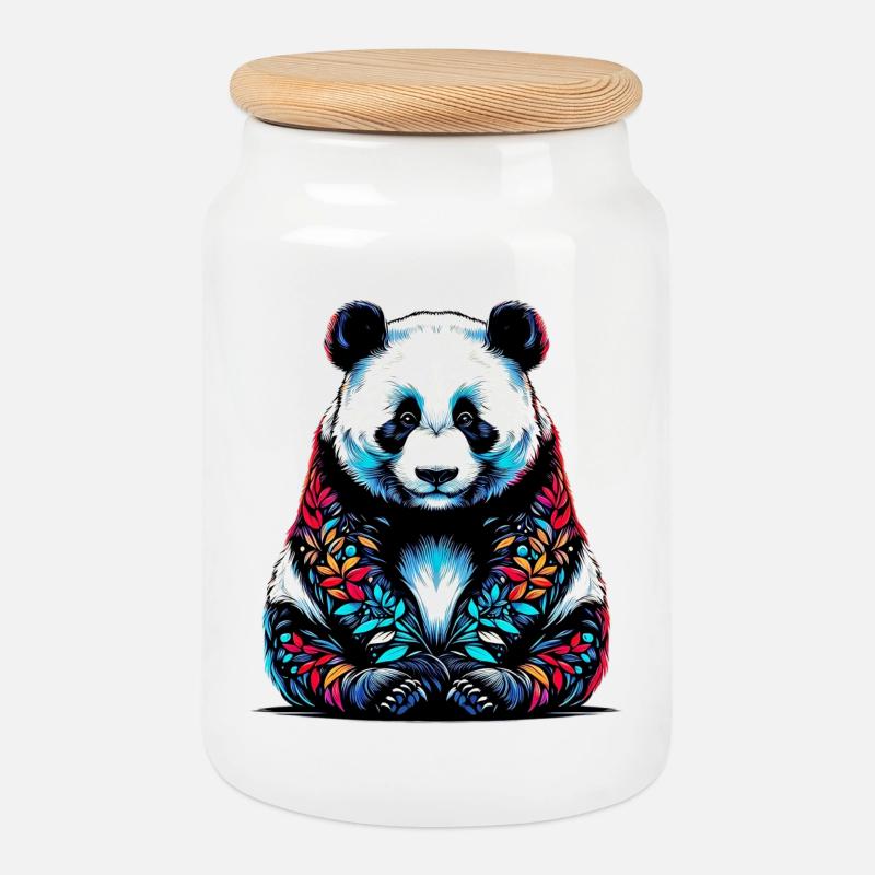 Panda - Keksdose mit Holzdeckel - Weiß
