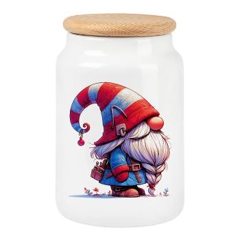 Gnom-Goblin-Elf - Keksdose mit Holzdeckel - Weiß - Vorne