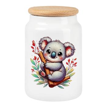 Koala - Keksdose mit Holzdeckel - Weiß - Vorne