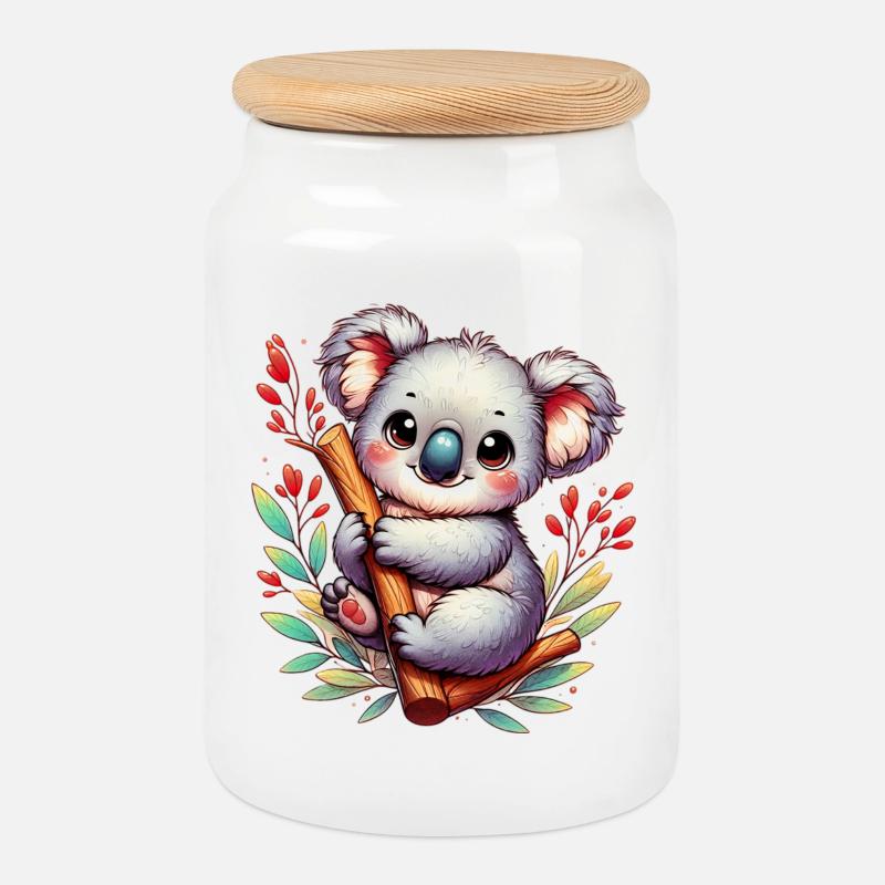 Koala - Keksdose mit Holzdeckel - Weiß
