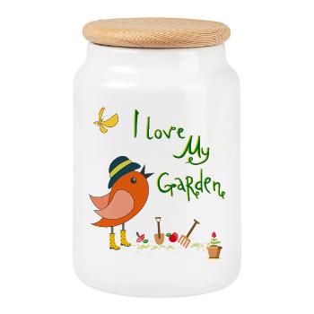 J’aime mon jardin printemps - Boîte à biscuits avec couvercle en bois - blanc - Devant