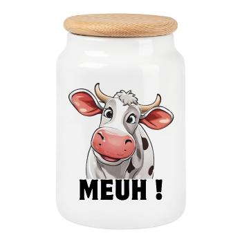 Kuh, Milchkuh, Kuhbauer - Keksdose mit Holzdeckel - Weiß - Vorne