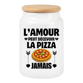 Pizza, fan de pizza, mangeur de pizza - Boîte à biscuits avec couvercle en bois - blanc - Devant