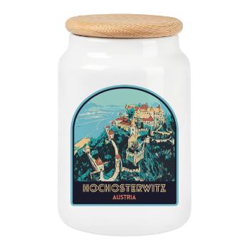 Illustration Château Hochosterwitz, Autriche - Boîte à biscuits avec couvercle en bois - blanc - Devant