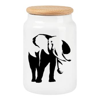 Elephant Africa - Cookie Jar with Wooden Lid - white - Front